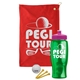 a red towel & pink lid & transparent green bottle the tourney - golf kit