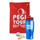 a red towel & red lid & transparent blue bottle the tourney - golf kit