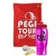 a red towel & red lid & transparent hot pink bottle the tourney - golf kit