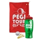 a red towel & red lid & transparent green bottle the tourney - golf kit