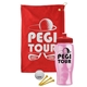 a red towel & red lid & transparent pink bottle the tourney - golf kit