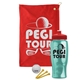 a red towel & red lid & transparent teal bottle the tourney - golf kit