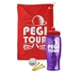 a red towel & red lid & transparent violet bottle the tourney - golf kit