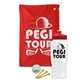 a red towel & red lid & white bottle the tourney - golf kit