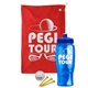 a red towel & royal blue lid & transparent blue bottle the tourney - golf kit