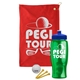 a red towel & royal blue lid & transparent green bottle the tourney - golf kit