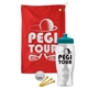 a red towel & teal lid & clear bottle the tourney - golf kit