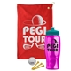 a red towel & teal lid & transparent hot pink bottle the tourney - golf kit