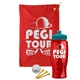 a red towel & teal lid & transparent red bottle the tourney - golf kit