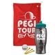 a red towel & teal lid & transparent smoke bottle the tourney - golf kit
