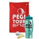 a red towel & teal lid & transparent teal bottle the tourney - golf kit