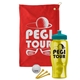 a red towel & teal lid & transparent yellow bottle the tourney - golf kit