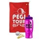 a red towel & violet lid & transparent hot pink bottle the tourney - golf kit