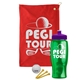 a red towel & violet lid & transparent green bottle the tourney - golf kit