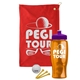 a red towel & violet lid & transparent orange bottle the tourney - golf kit