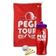 a red towel & violet lid & transparent red bottle the tourney - golf kit