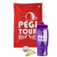 a red towel & violet lid & transparent violet bottle the tourney - golf kit