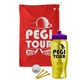 a red towel & violet lid & transparent yellow bottle the tourney - golf kit