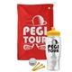 a red towel & yellow lid & clear bottle the tourney - golf kit