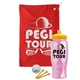 a red towel & yellow lid & transparent pink bottle the tourney - golf kit
