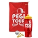 a red towel & yellow lid & transparent red bottle the tourney - golf kit