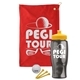 a red towel & yellow lid & transparent smoke bottle the tourney - golf kit