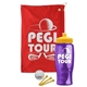 a red towel & yellow lid & transparent violet bottle the tourney - golf kit