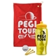a red towel & yellow lid & transparent yellow bottle the tourney - golf kit