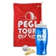 a red towel & white lid & transparent blue bottle the tourney - golf kit