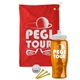 a red towel & white lid & transparent orange bottle the tourney - golf kit