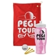 a red towel & white lid & transparent pink bottle the tourney - golf kit