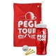 a red towel & white lid & transparent red bottle the tourney - golf kit