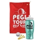 a red towel & white lid & transparent teal bottle the tourney - golf kit