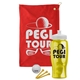 a red towel & white lid & transparent yellow bottle the tourney - golf kit