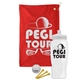 a red towel & white lid & white bottle the tourney - golf kit