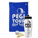 a royal blue towel & black lid & clear bottle the tourney - golf kit
