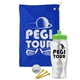 a royal blue towel & lime green lid & clear bottle the tourney - golf kit