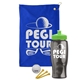 a royal blue towel & lime green lid & transparent smoke bottle the tourney - golf kit