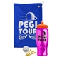 a royal blue towel & orange lid & transparent hot pink bottle the tourney - golf kit