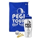 a royal blue towel & royal blue lid & clear bottle the tourney - golf kit