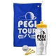 a royal blue towel & yellow lid & clear bottle the tourney - golf kit