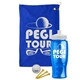 a royal blue towel & white lid & transparent blue bottle the tourney - golf kit
