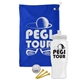 a royal blue towel & white lid & white bottle the tourney - golf kit