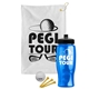 a white towel & black lid & transparent blue bottle the tourney - golf kit