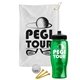 a white towel & black lid & transparent green bottle the tourney - golf kit