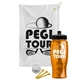 a white towel & black lid & transparent orange bottle the tourney - golf kit