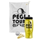 a white towel & black lid & transparent yellow bottle the tourney - golf kit