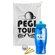 a white towel & cyan lid & transparent blue bottle the tourney - golf kit