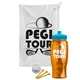 a white towel & cyan lid & transparent orange bottle the tourney - golf kit
