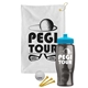 a white towel & cyan lid & transparent smoke bottle the tourney - golf kit